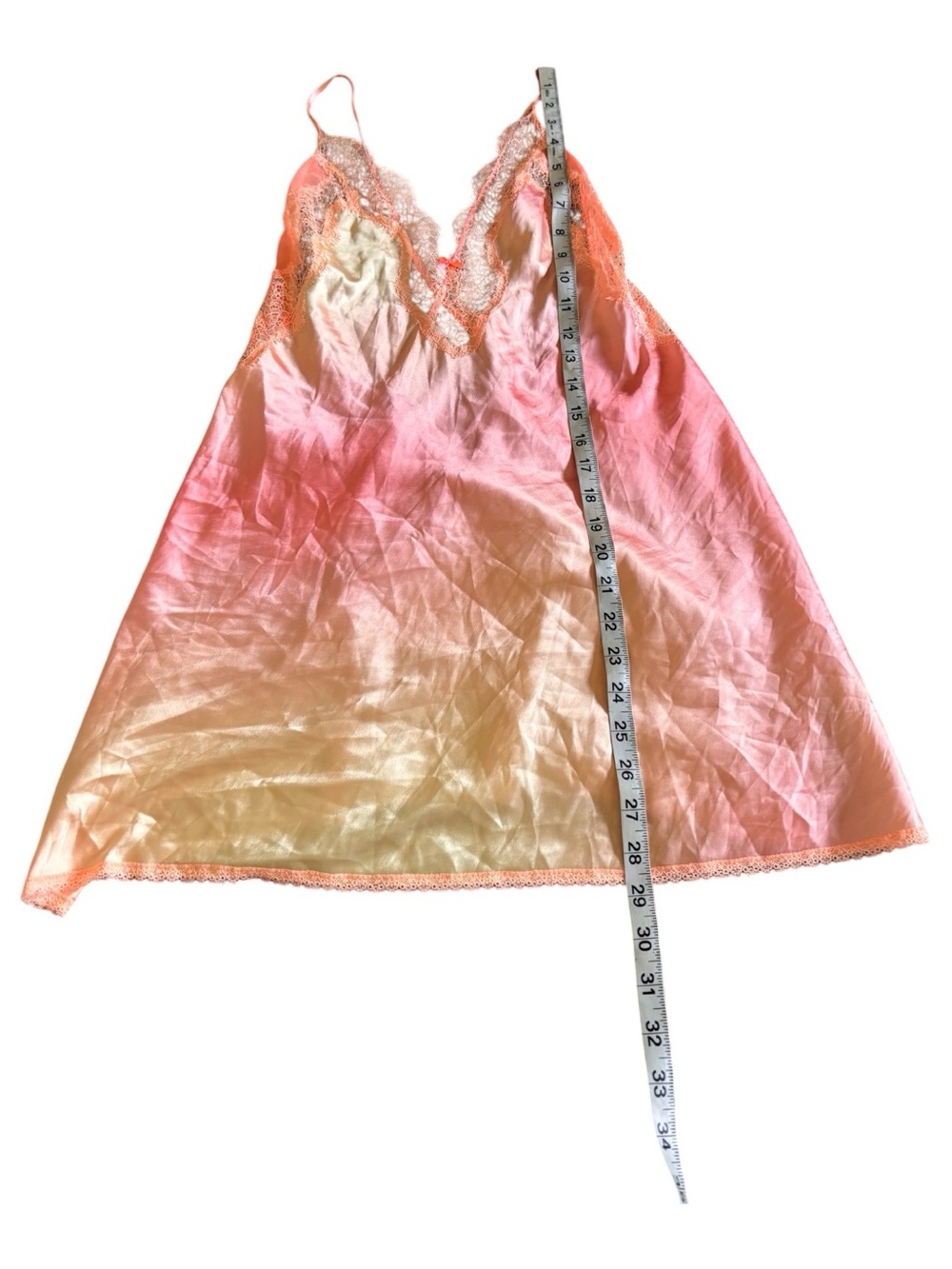 Victorias Secret Lace Trim Satin Slip Dress - Pink Ombre - Picture 2 of 9